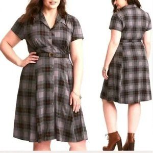 Torrid Outlander Gray Plaid Midi Dress